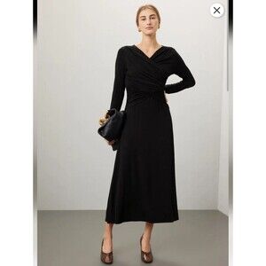 Fifteen Twenty Black Ruched Midi Dress Size XS